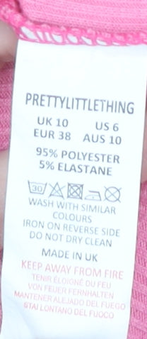 PrettyLittleThing Women’s Pink Mock Neck Sleeveless Tank Top UK 10