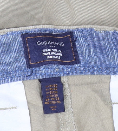 Gap Mens Beige Slim Fit Khaki Trousers 31W 30L Cotton Stretch