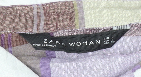 Womens UK Size L Zara Multicoloured Basic Button-Up