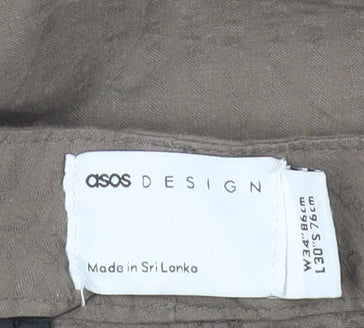 Womens UK Size 16 ASOS Regular Fit Chino Brown Trousers