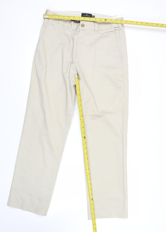 Marks and Spencer Blue Harbour Men's Beige Chino Trousers 32W 29L Regular Fit