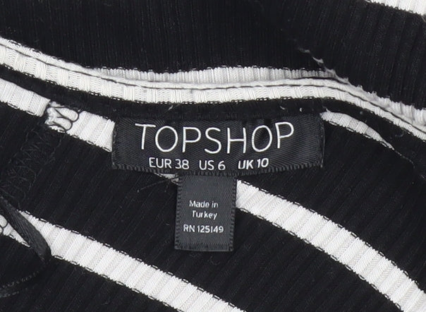 Topshop Women’s Black Striped Wide-Leg Jumpsuit UK 10