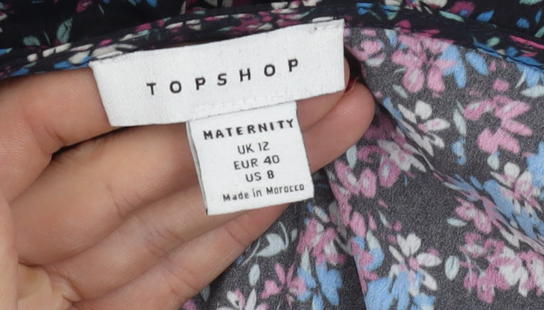 Topshop Maternity Womens Multicoloured Floral V-Neck Dress UK 12