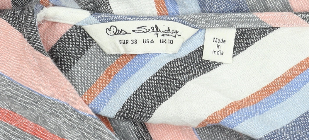 Miss Selfridge Womens Multicoloured Striped Linen Jumpsuit Size 10