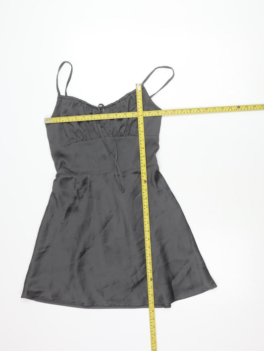 Hollister Women’s Grey Slip Dress Size S Short Smocked Strappy