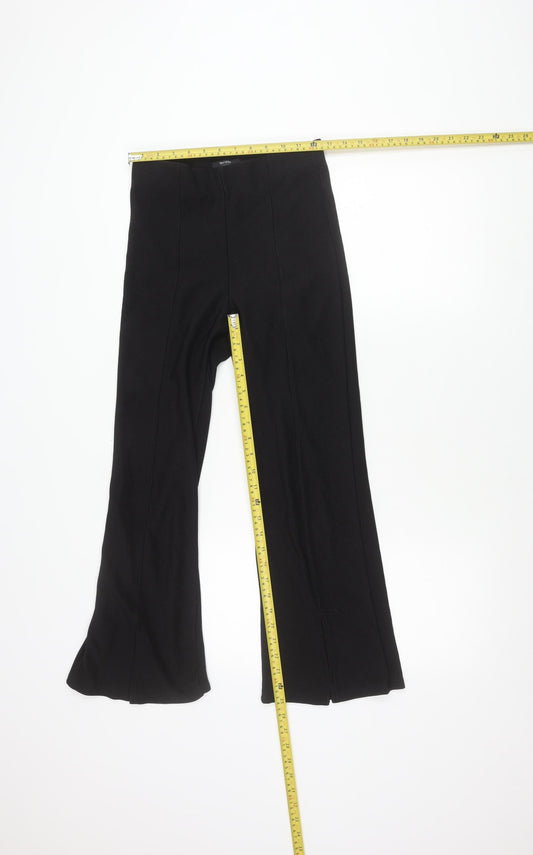 Bershka Womens Black Size 12 Flared Trousers Regular Fit