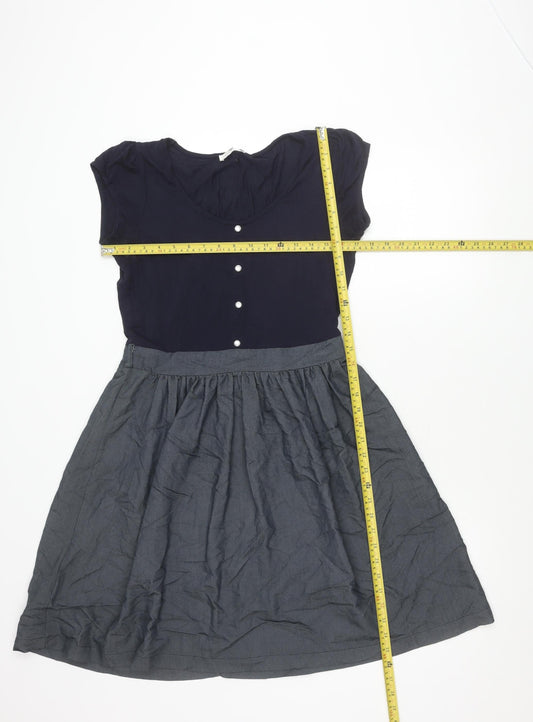 Promod Women’s Blue Grey Fit & Flare Knee Length Dress Size 10
