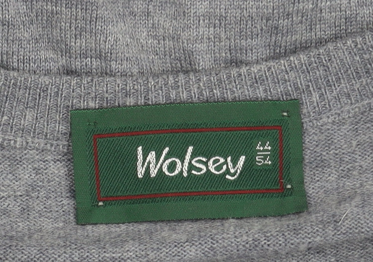 Wolsey Men's Grey Wool V-Neck Jumper Pullover Sweater XL