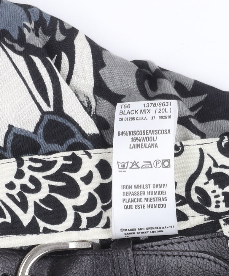 Marks and Spencer Women’s Black Grey Pleated Floral Skirt UK 20