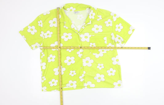 Womens UK Size L Neon Rose Multicoloured Classic Button-Up