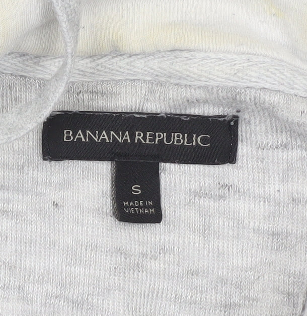 Banana Republic Men’s Grey Linen Cotton Henley Hoodie Jumper Size S
