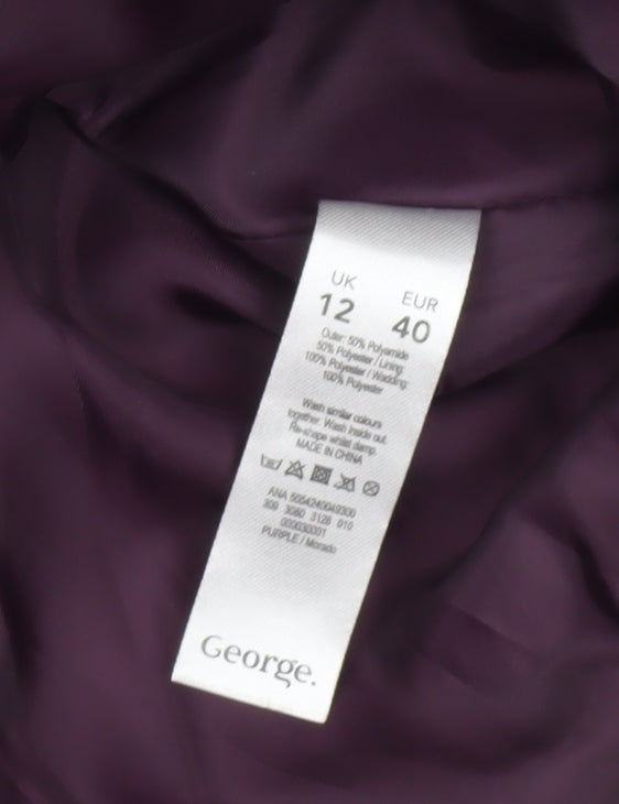 George Women’s Purple Quilted Puffer Jacket Size 12 Mid-Length