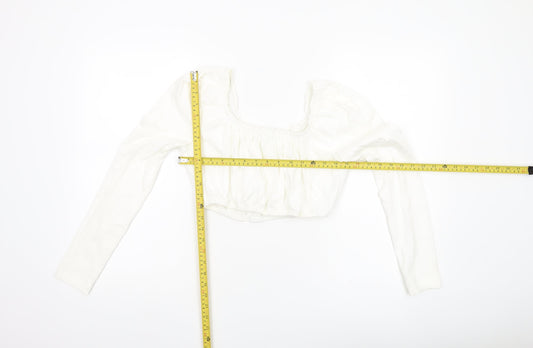 Womens UK Size 10 Topshop White Cropped Blouse