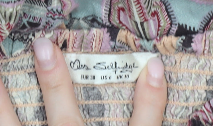 Miss Selfridge Womens Multicoloured Jumpsuit UK 10 Wide-Leg Strapless