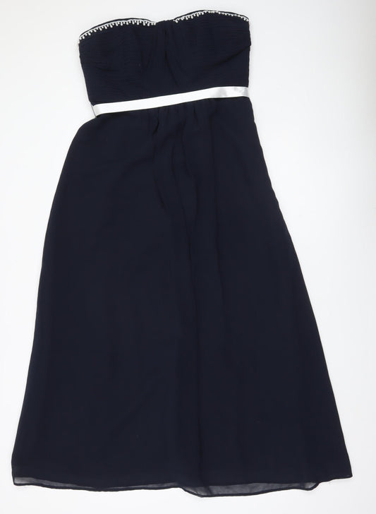 Debut Women’s Blue Strapless Midi Dress Size 14 Formal Wedding Party