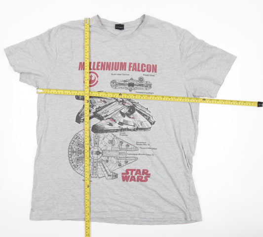 Star Wars Men’s 2XL Grey Millennium Falcon Graphic T-Shirt