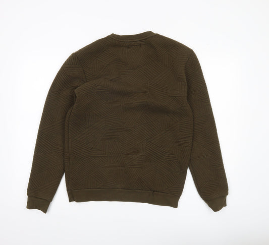 Zara Man Mens Green Quilted Geometric Pullover Sweatshirt Size M