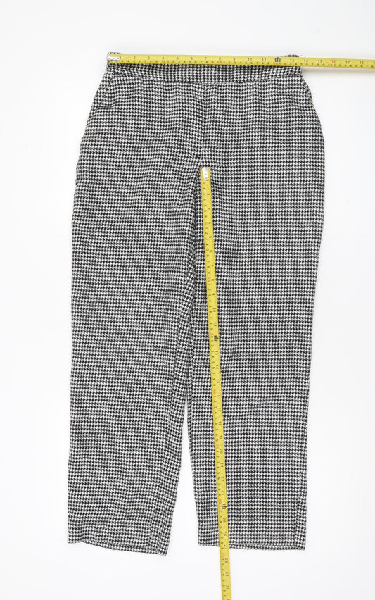Zara Basic Womens Black White Houndstooth Straight Trousers S