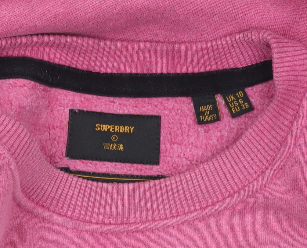 Superdry Women Pink Crew Neck Sweatshirt UK 10 Graphic Print