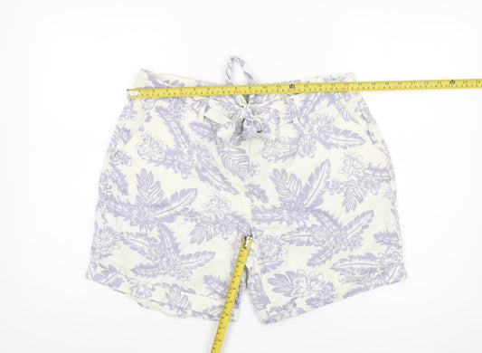 Tu Women’s Ivory Floral Linen Blend Chino Shorts Size 12