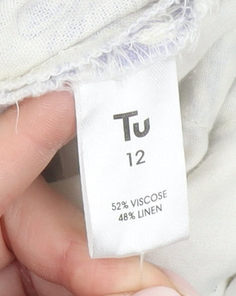 Tu Women’s Ivory Floral Linen Blend Chino Shorts Size 12
