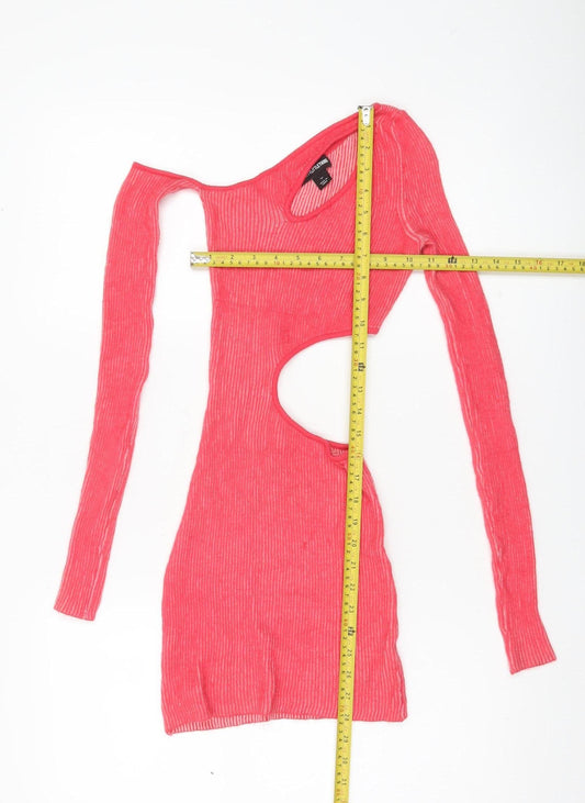PrettyLittleThing Women Pink XS Bodycon Cut Out Mini Dress