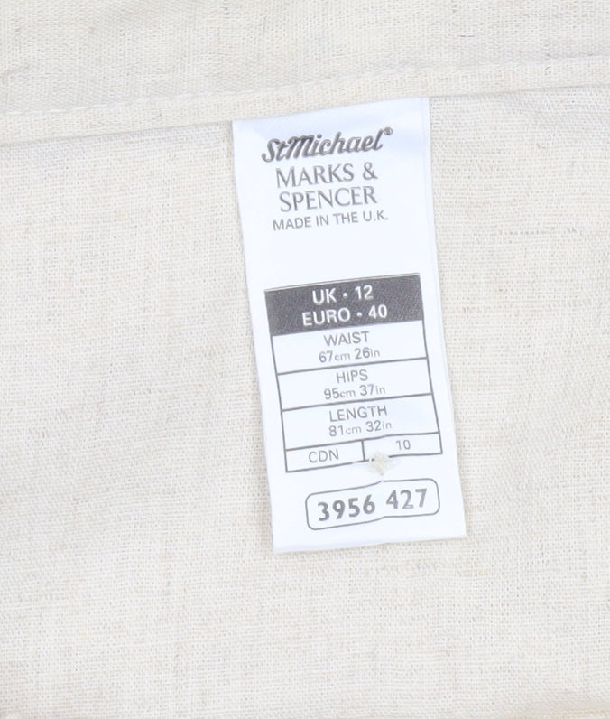 Marks and Spencer Women’s Beige Linen Blend A-Line Midi Skirt UK 12
