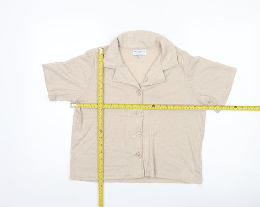 Womens UK Size S Brave Soul Beige Cropped Button-Up