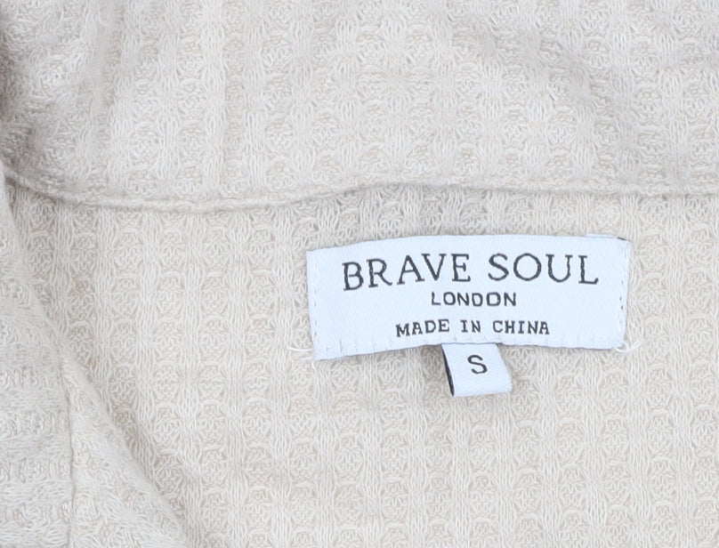 Womens UK Size S Brave Soul Beige Cropped Button-Up