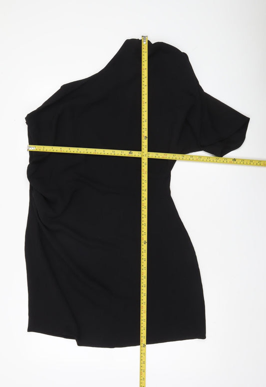 H&M Women Black One Shoulder Bodycon Party Dress Size 14