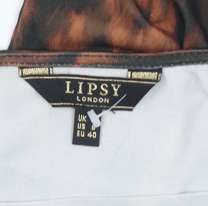 Womens UK Size 12 Lipsy Brown Tunic Blouse
