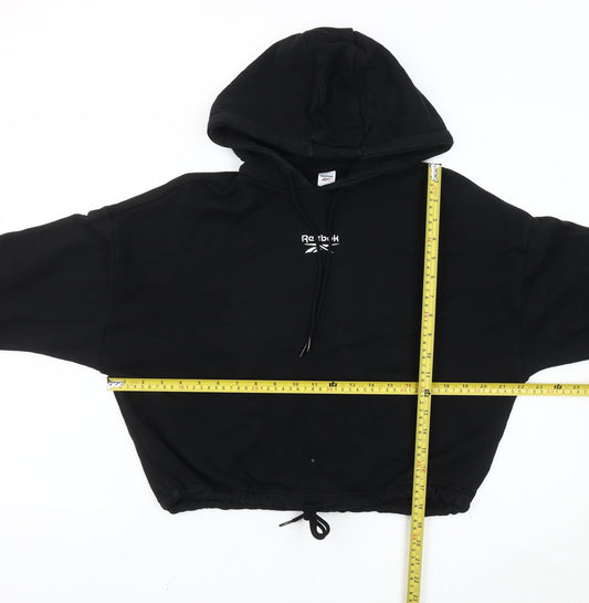 Reebok Womens Black Pullover Hoodie Sweatshirt Size S Logo Sportswear