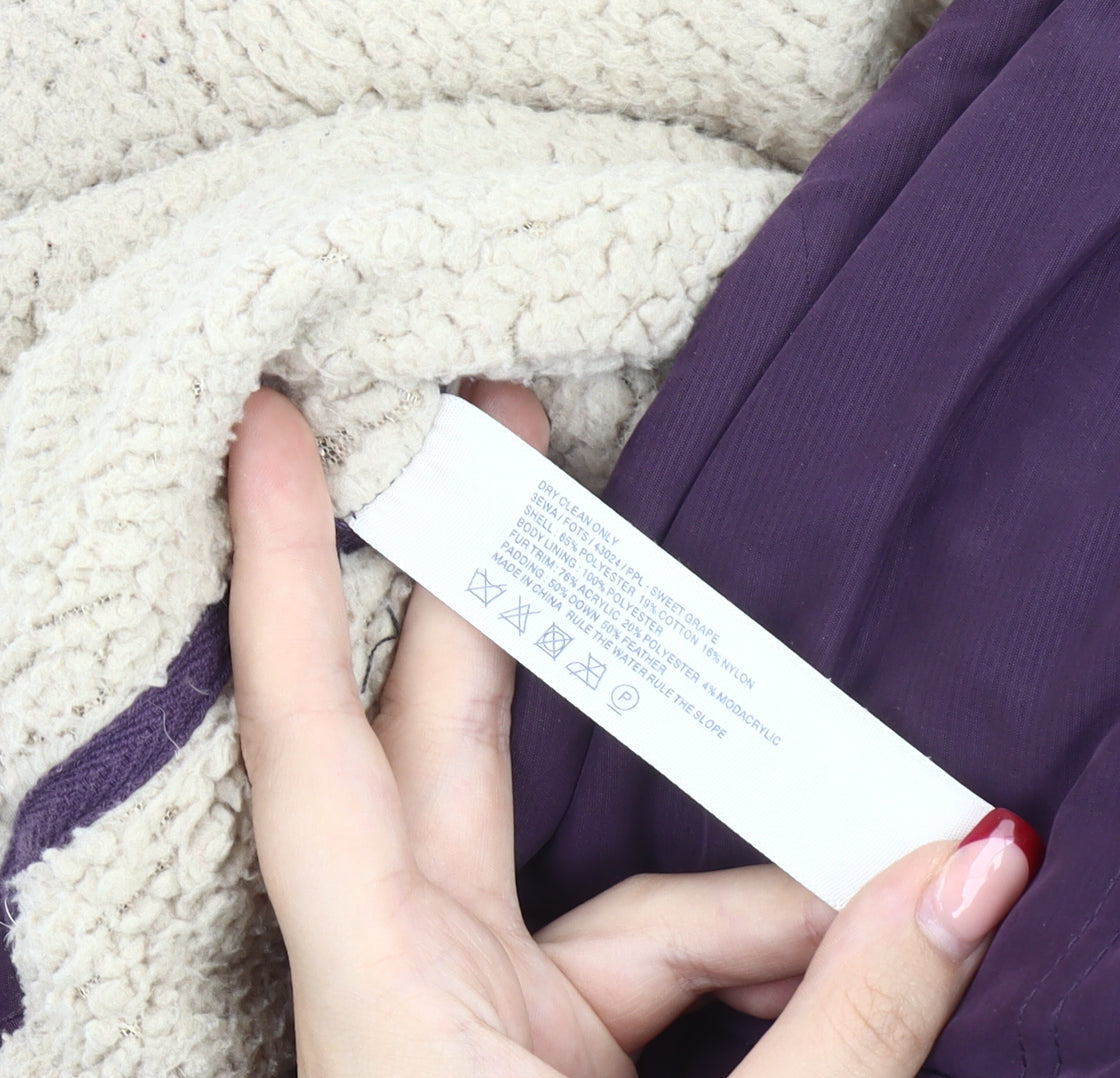 Fat Face Women’s Purple Fur Trim Hooded Puffer Waistcoat Size 10