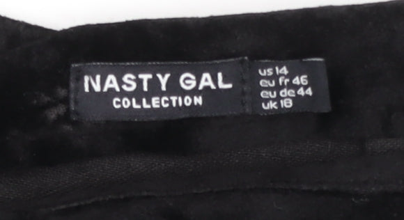 Nasty Gal Womens Black Velvet Pencil Skirt UK 18 Party Formal