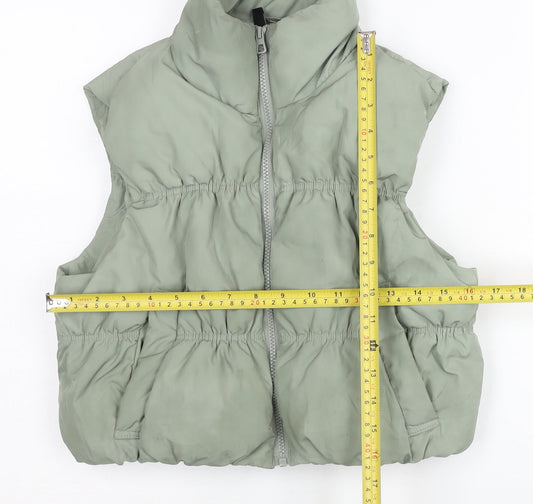 H&M Divided Women’s Green Puffer Waistcoat Gilet Size 6 Sleeveless