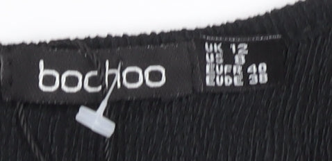 Boohoo Women’s Black Bodycon Midi Dress Size 12 Scoop Neck Sleeveless