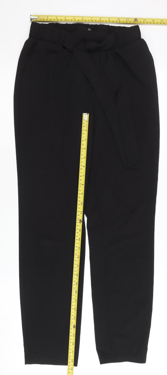 Womens UK Size 8 Etam Regular Fit Paperbag Black Trousers
