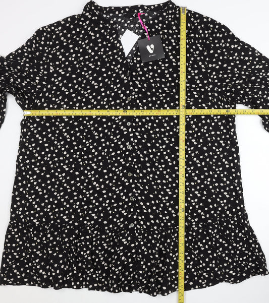Very Women’s Black Geometric Print Shirt Dress Size 24 Knee Length