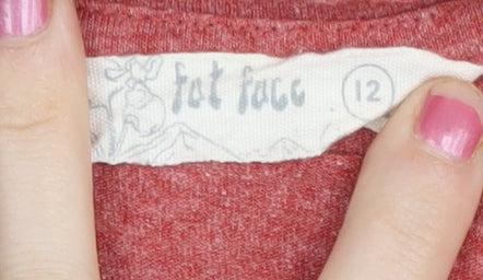 Womens UK Size 12 Fat Face Red Cropped T-Shirt