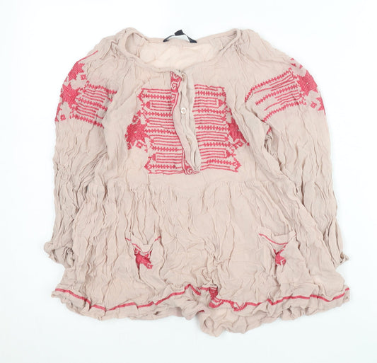 Womens UK Size 12 French Connection Beige Tunic Blouse