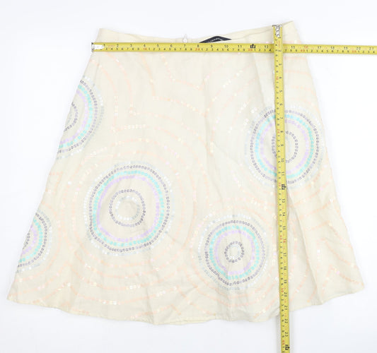 French Connection Women’s Beige Sequin A-Line Skirt Size 10