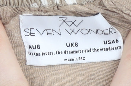 Seven Wonders Women’s Beige Short Peasant Skirt UK 8 Rayon Festival
