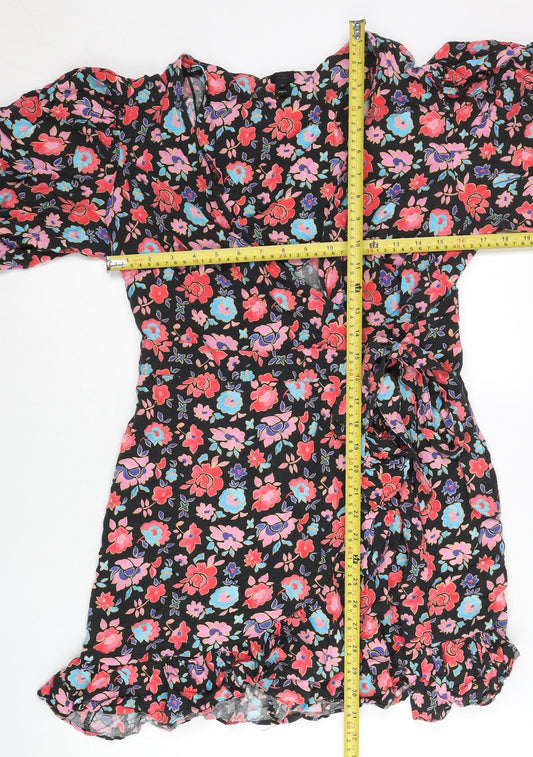 River Island Women’s Multicoloured Floral Wrap Dress Size 14