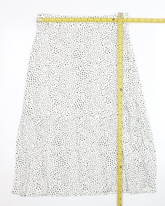 Marks and Spencer Womens White Polka Dot Midi A-Line Skirt Size 10
