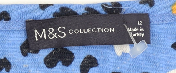 Womens UK Size 12 Marks and Spencer Blue Cropped T-Shirt