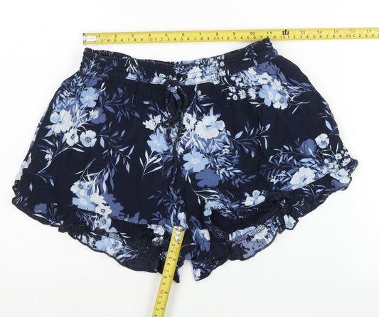Hollister Womens Blue Floral Viscose Culotte Shorts Size S Summer Casual