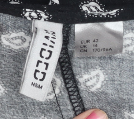 Womens UK Size 14 H&M Black Wrap Blouse