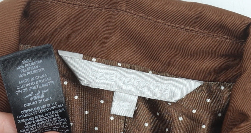 Red Herring Women Brown Blazer Jacket L Notch Lapel Single-Breasted