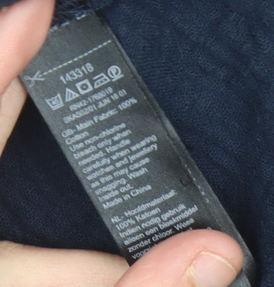 Monsoon Womens Blue Cotton Embroidered Shift Dress Size 8