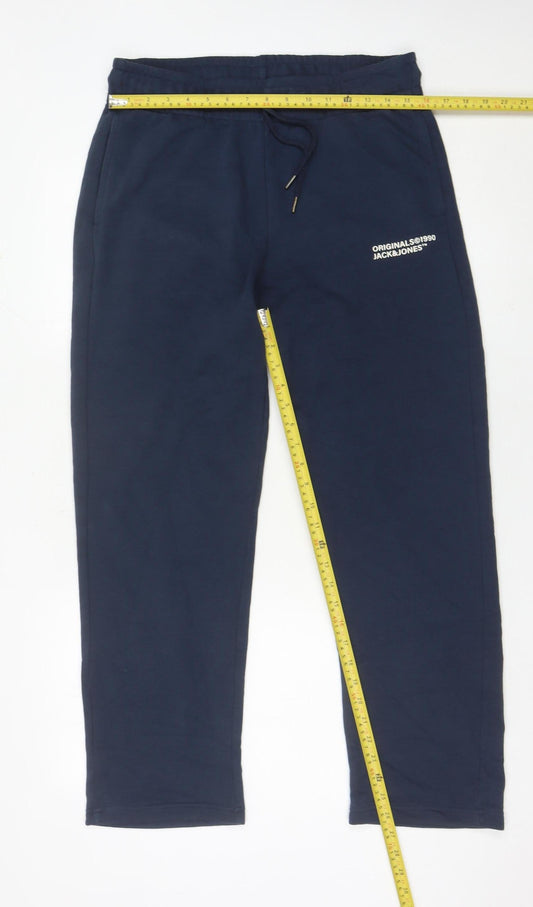 Jack & Jones Men’s Blue Sweatpants M Regular Fit Cotton Blend